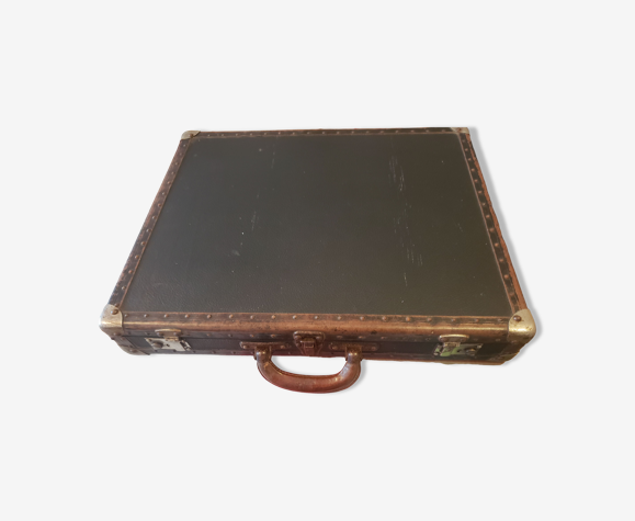 Valise plate vintage en cuir