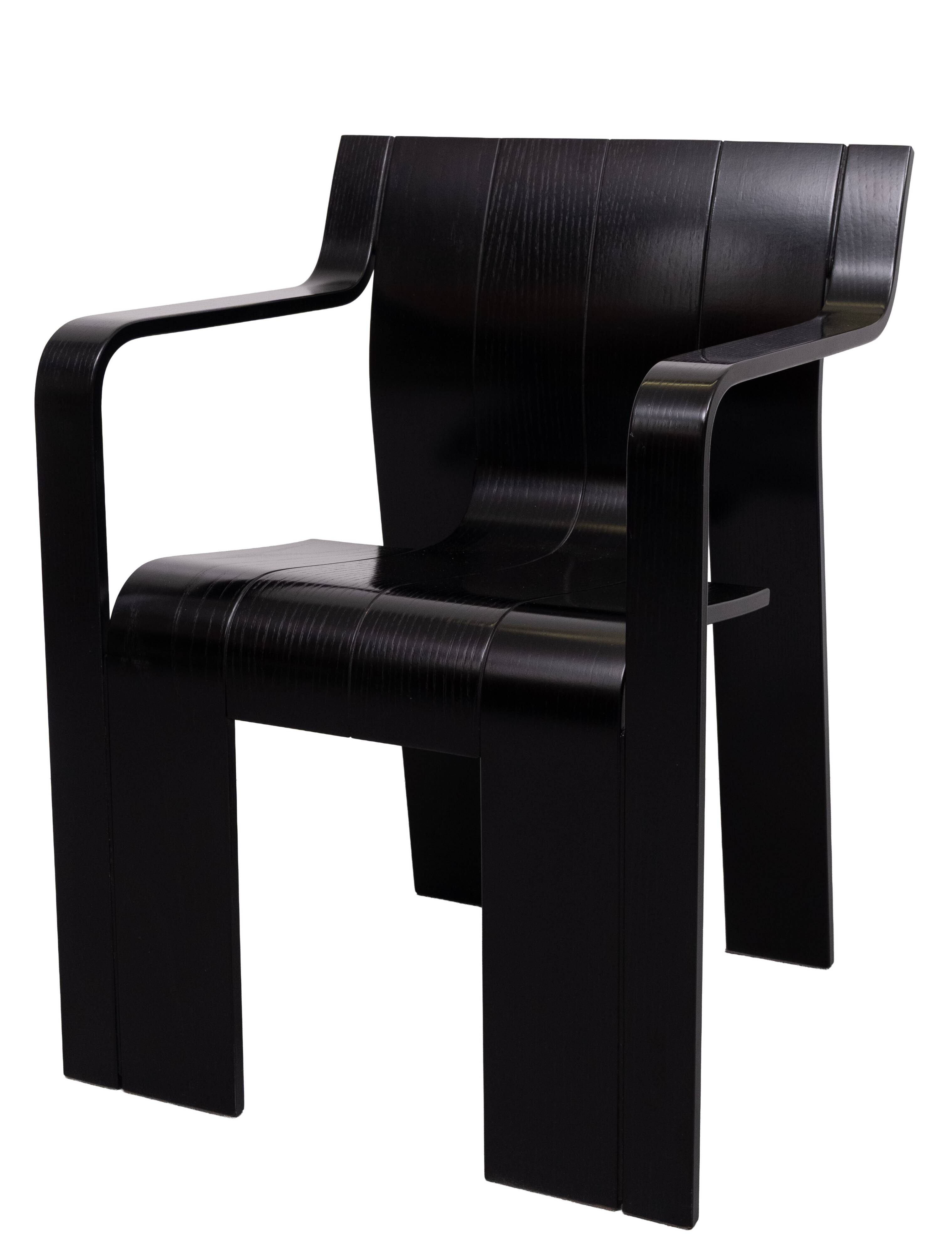 Chaises Black Strip de Gijs Bakker avec accoudoirs des années 1970, Hollande