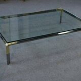 Glass and chrome metal coffee table by Philippe Parent France 1970's