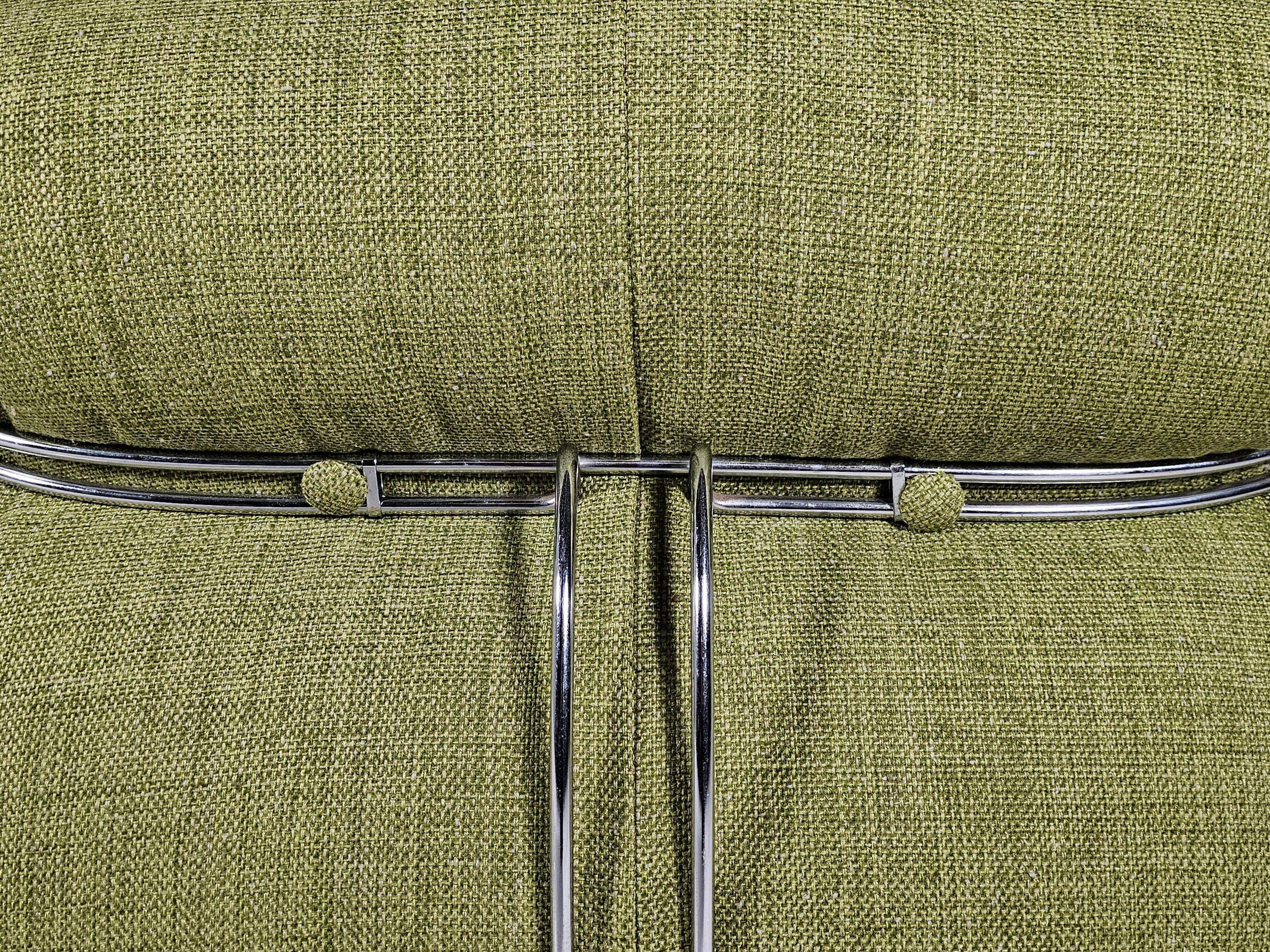 Green linen Soriana chaise longue, Afra & Tobia Scarpa, Cassina, 1970