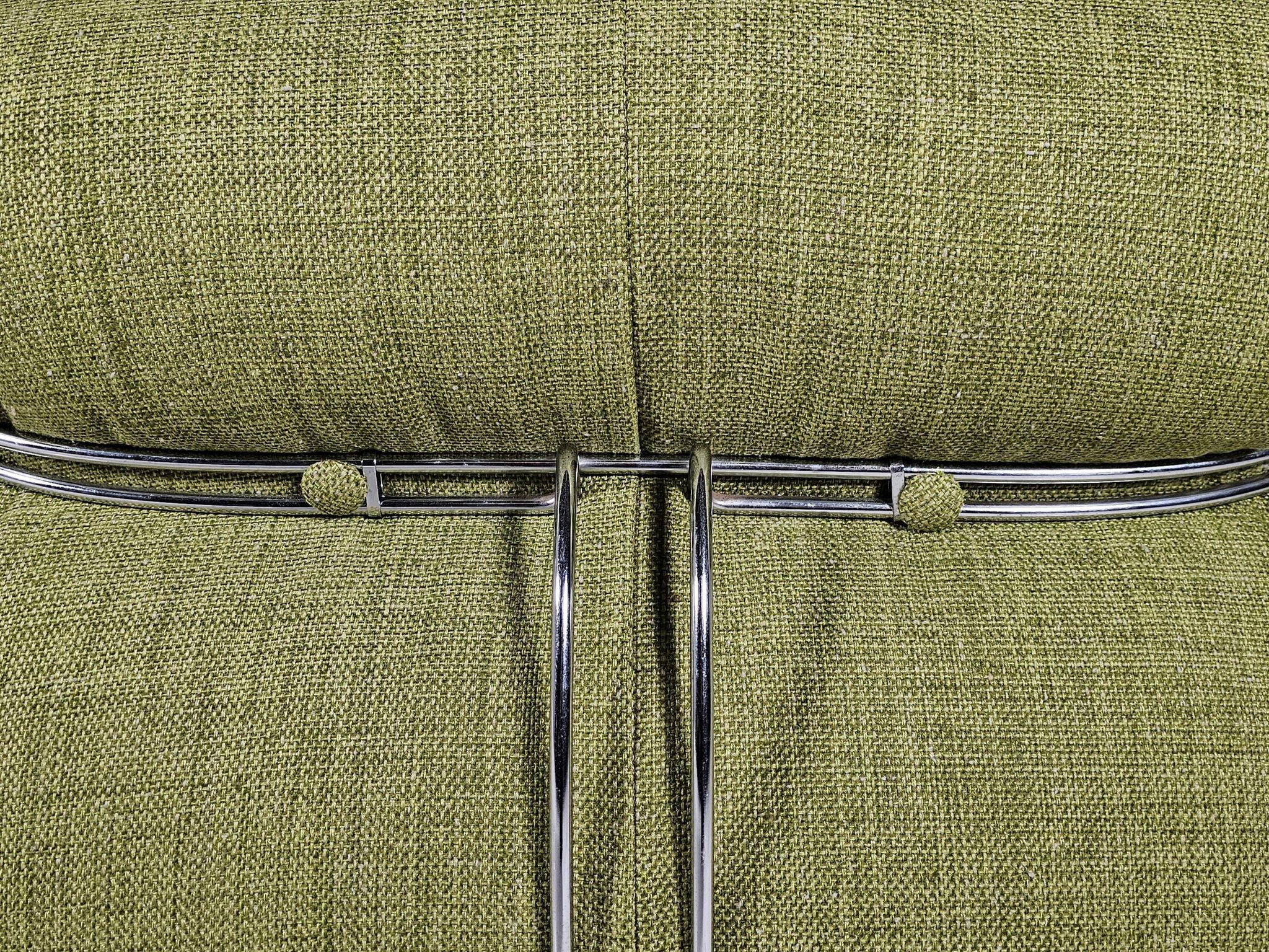 Green linen Soriana chaise longue, Afra & Tobia Scarpa, Cassina, 1970