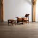 Jangada lounge chair with ottoman in cognac leather by Jean Gillon, Brazil, 1960s