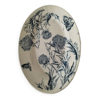 Antique dish with thistle and butterfly decoration – late 19th century