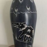 Soapstone soliflore vase, hand carved and painted in africa