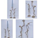 Gilt bronze and sculptural gilt bronze candle holder vintage design