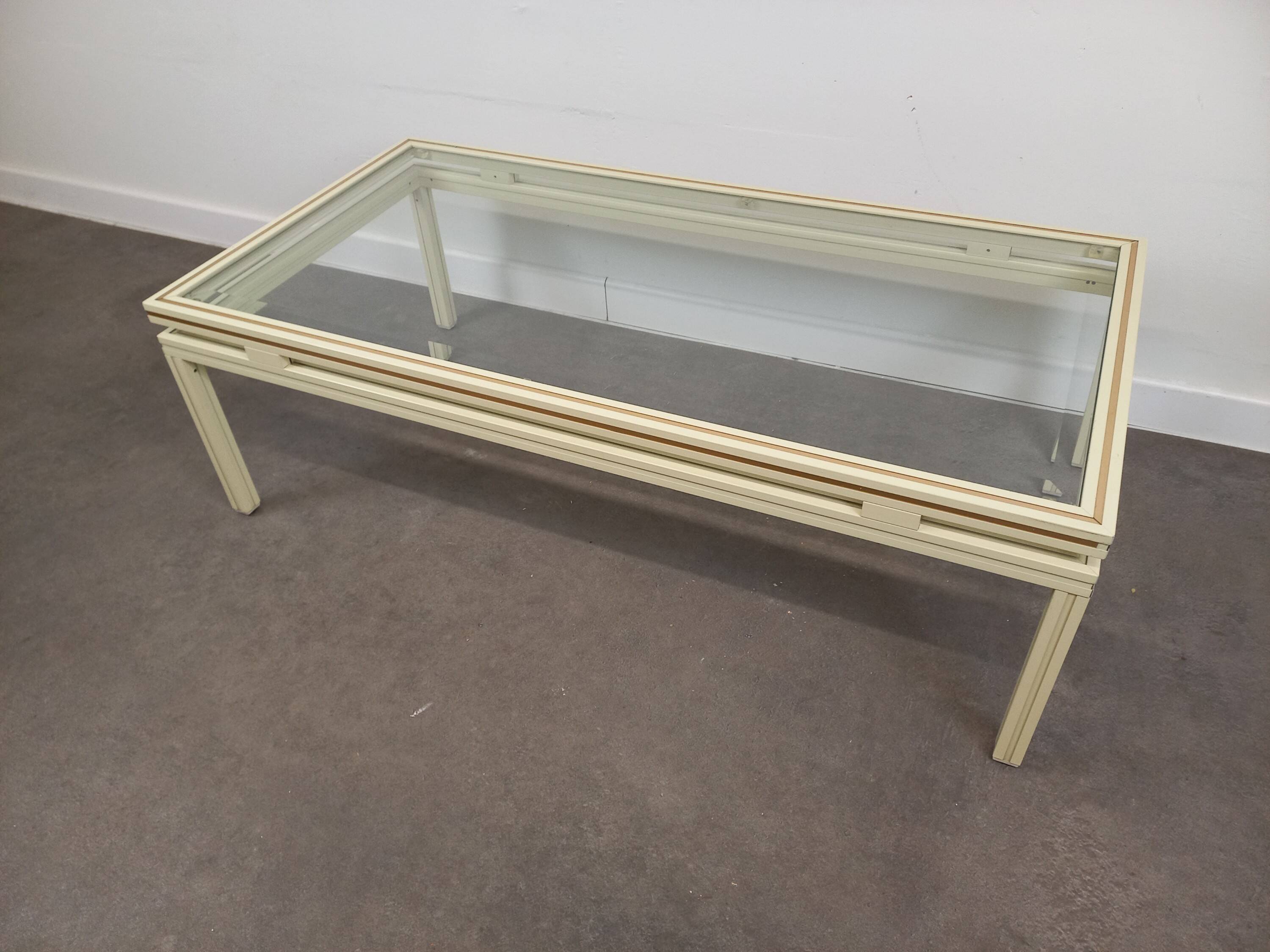 Glass and metal coffee table Pierre Vandel