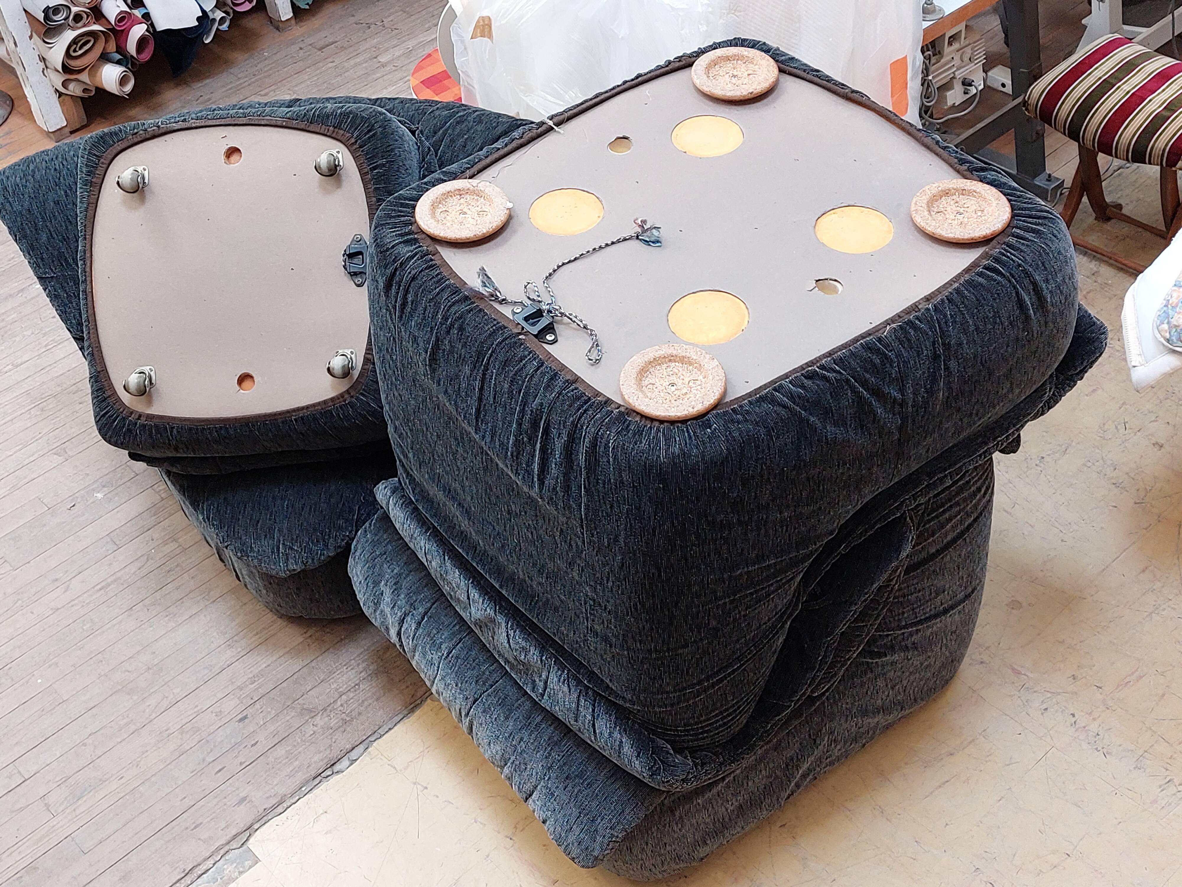 Modular corner sofa, armchairs and vintage Steiner pouf - 80s