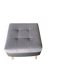 Set of 2 mid-century grey and black ottomans in fabric and eco-leather, wooden legs.