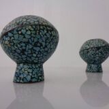 Vintage Indian Copper & Turquoise Stone Ashtrays, 1960s, Set of 2