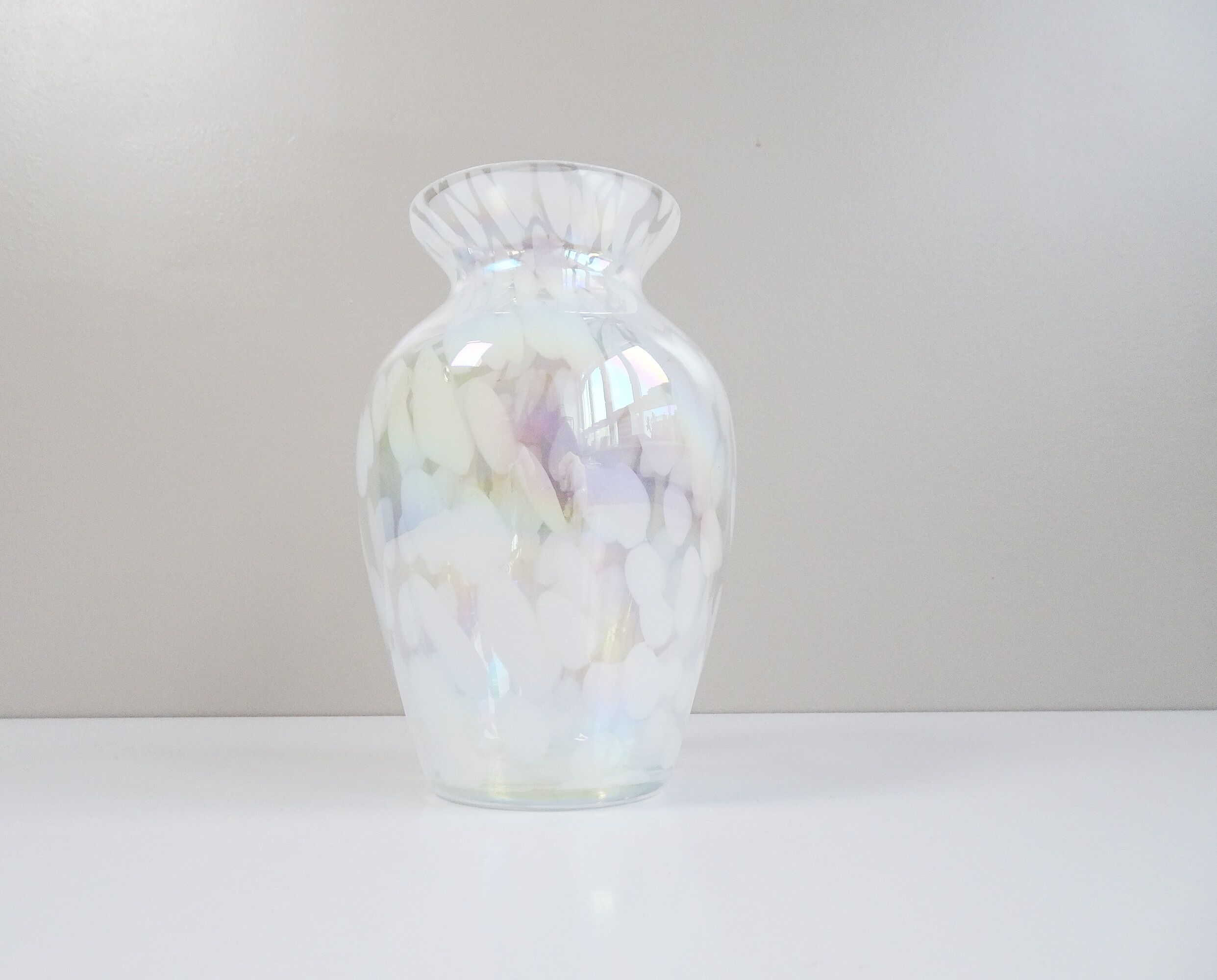Glass vase iridescent, 80s