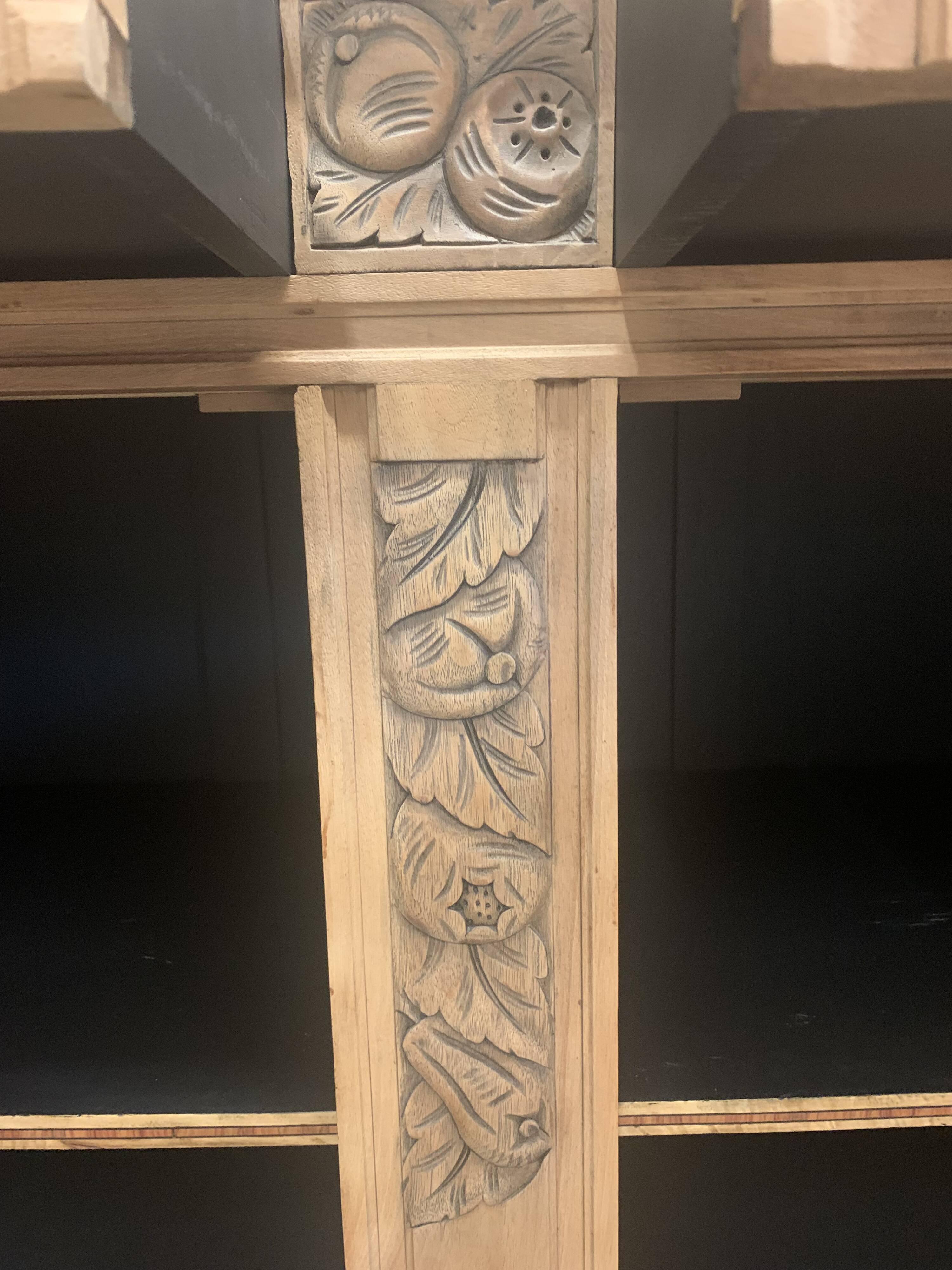 Art Deco raw wood sideboard in solid walnut