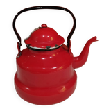 red enamelled sheet metal kettle