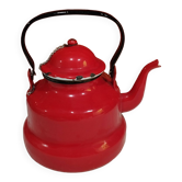 red enamelled sheet metal kettle