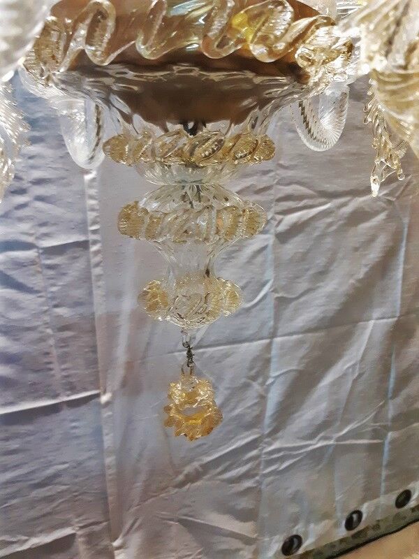 superb great translucent Murano chandelier and gold, old,complete