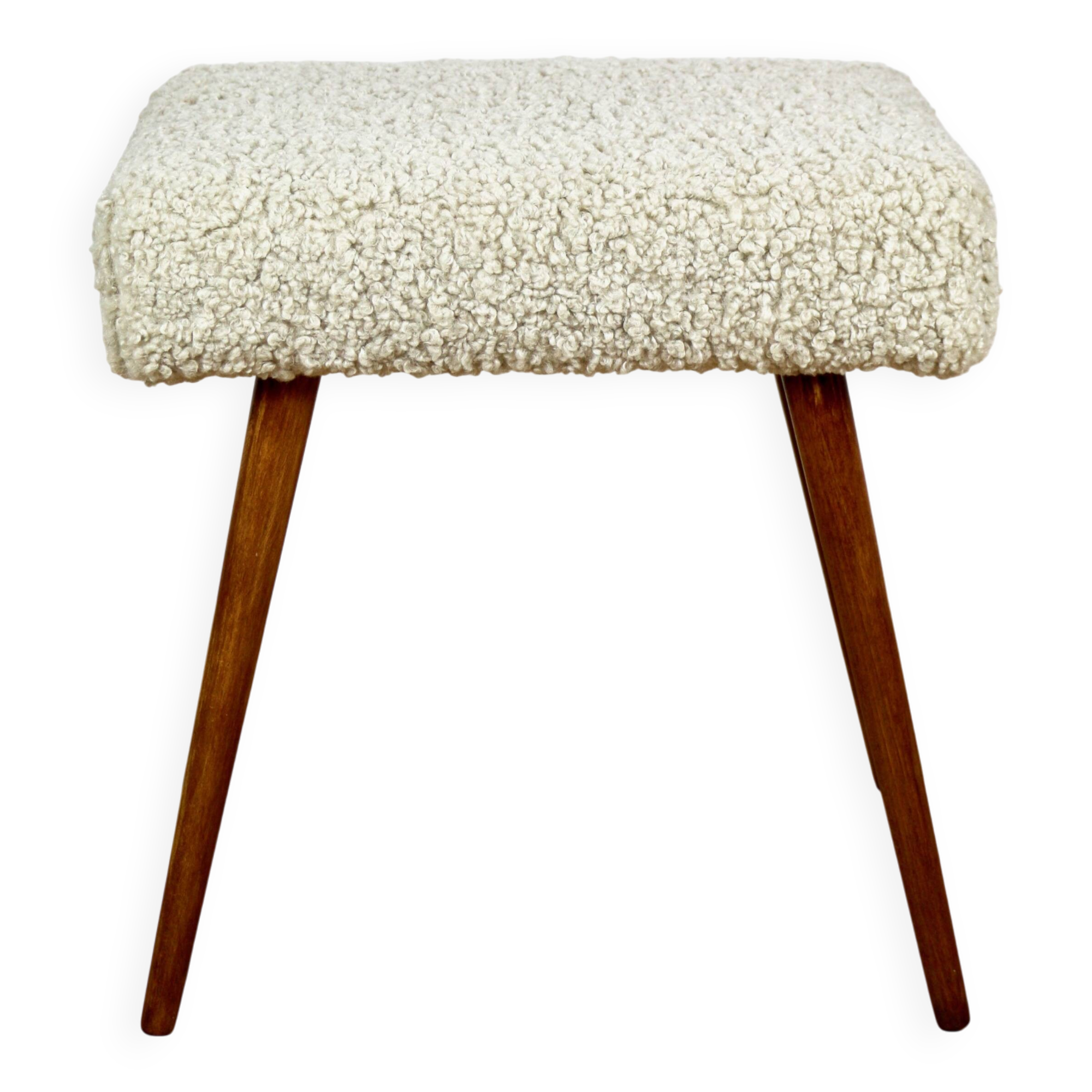 High stool seat boucle beige - round beech legs