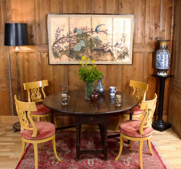 Table ronde pliante en bois de chêne 18ème siècle