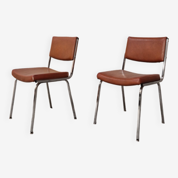 Pair of skai and chrome chairs