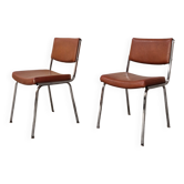 Pair of skai and chrome chairs
