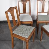 Set of 4 Art Deco chairs in carved wood.