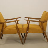 Pair of Scandinavian armchairs 1960 curved armrests. Ref Mimosa