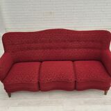 Années 1960, canapé danois 3 places, état d'origine, tissu coton-laine.