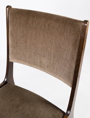 Set of five dining room chairs in dark wood and dark fabric of danish design by Farstrup, 1960s
