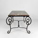 Table basse en fer forgé patiné et marbre, circa 1940