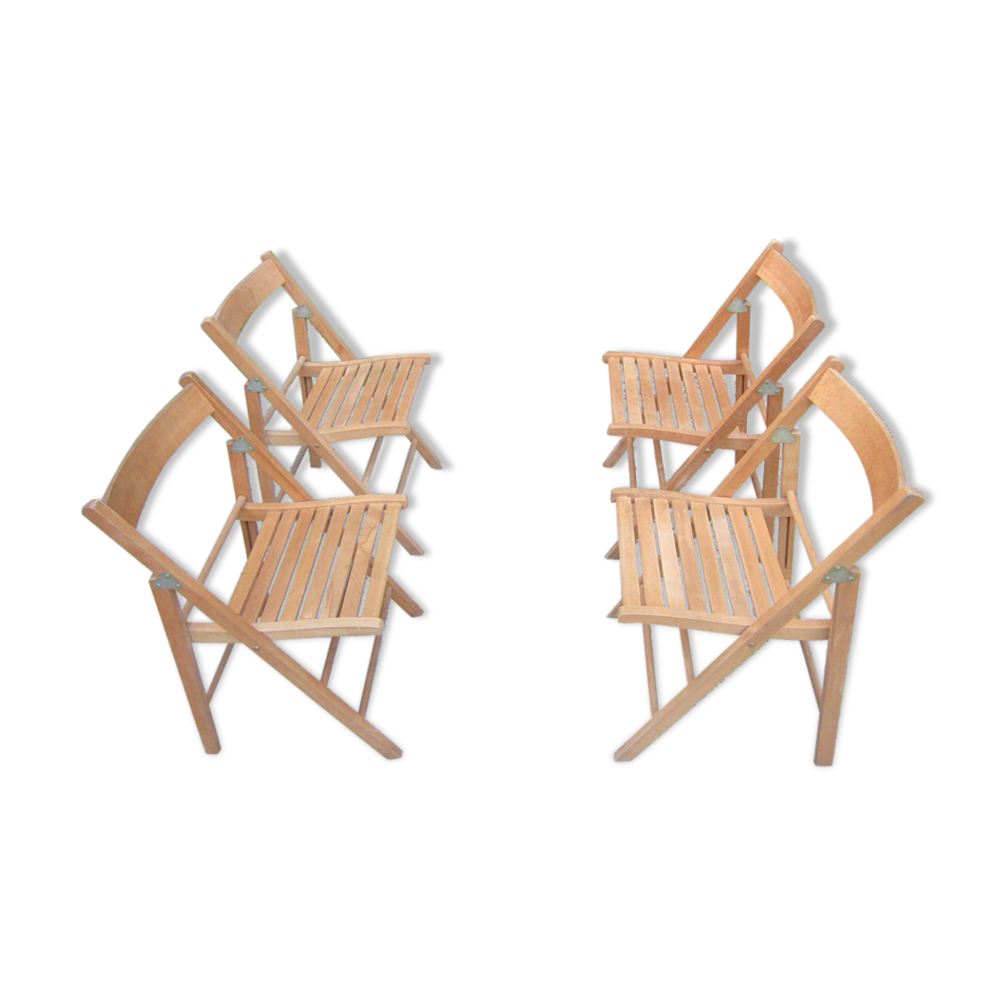 Série de 4 chaises pliantes en hêtre massif