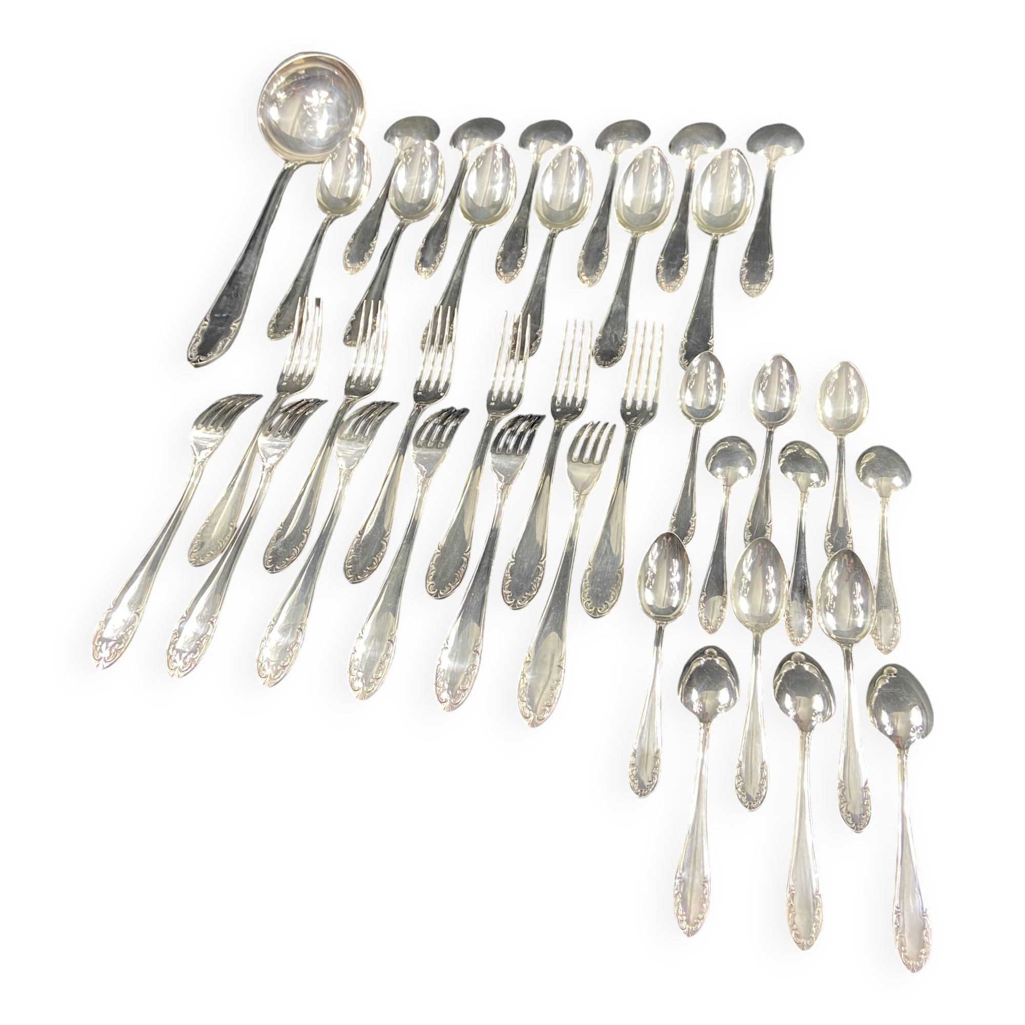 Louis XV style silver plated metal cutlery set