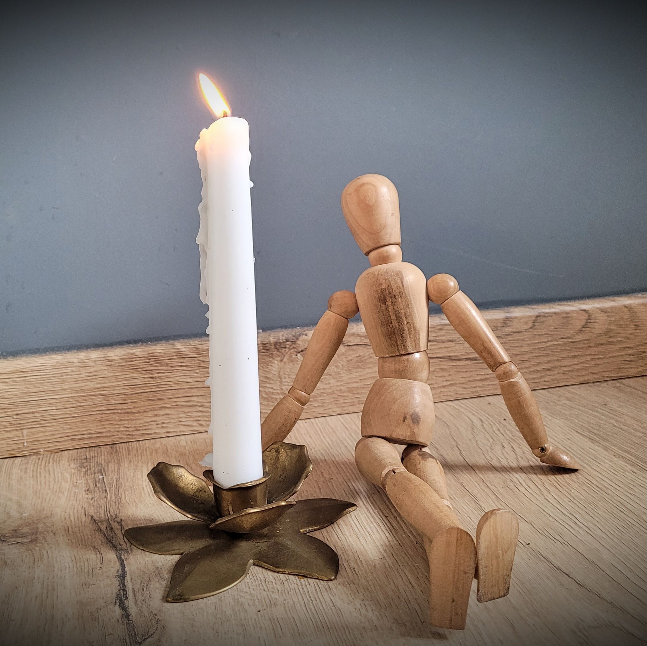 Brass flower candlestick