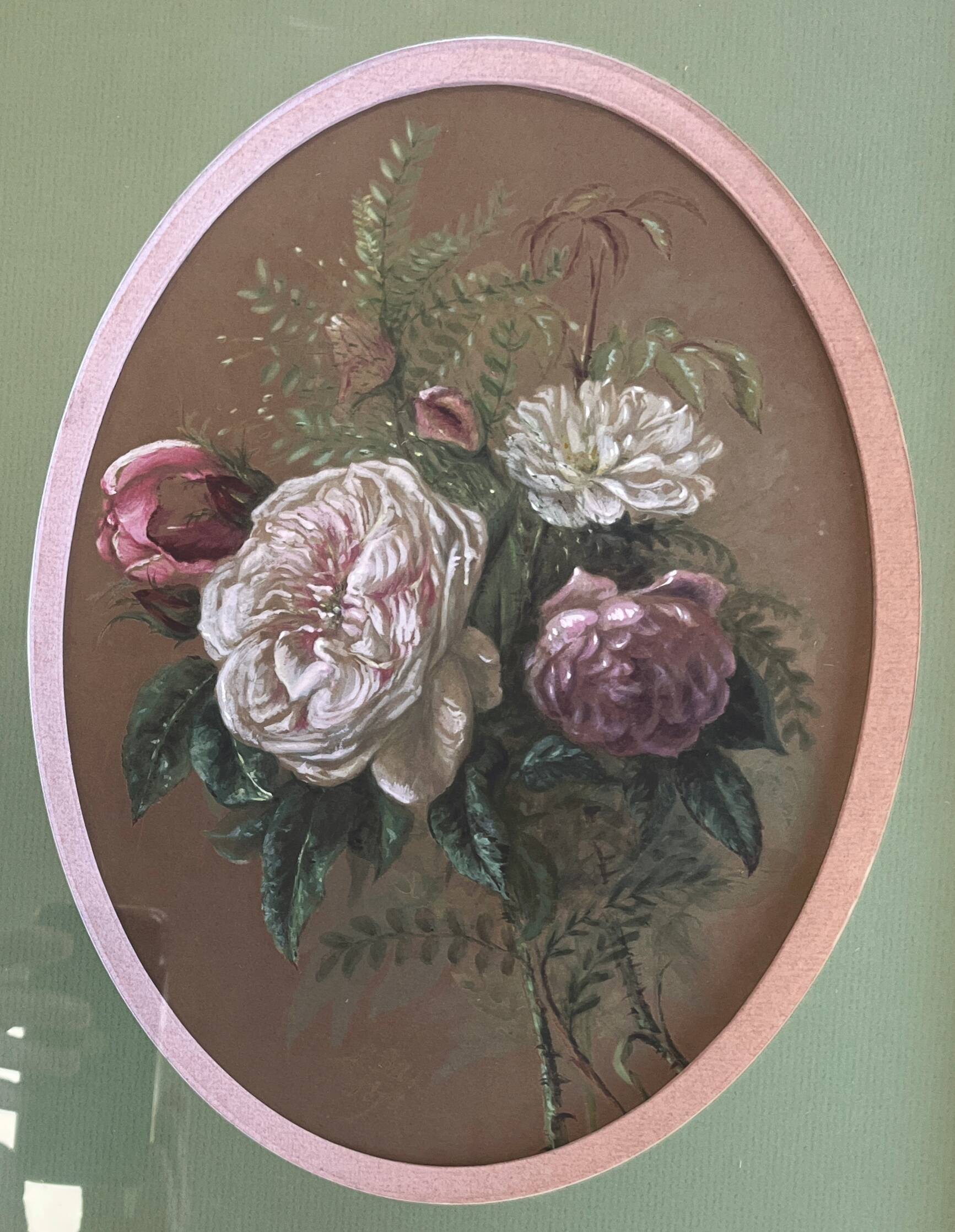 GSP painting "Jetty of roses" late 19th century with frame