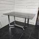 Vintage chrome metal table with smoked glass top