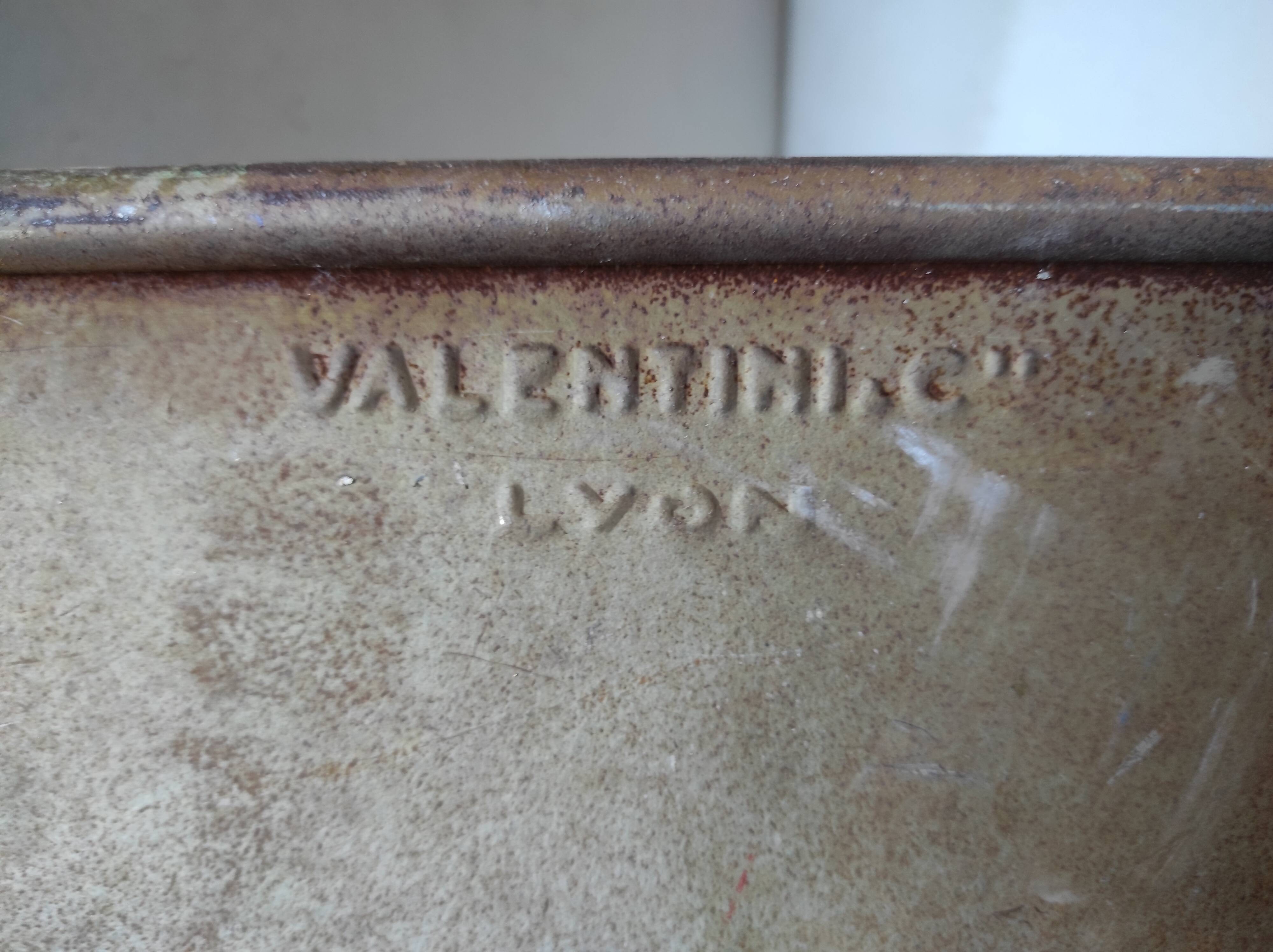 Old Valentini metal crate/locker with vintage industrial stackable spout