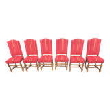 Set of six Louis XIII oak chairs