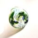 Murano vase in blown glass with green filigree, vintage 1960.