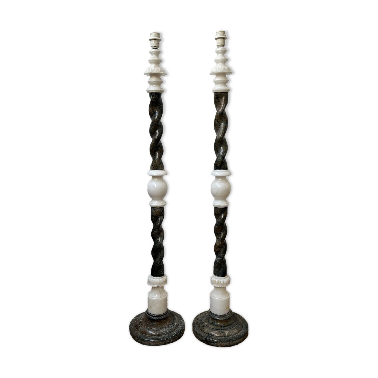 Pair of Swedish Mid-Century Marble Floor Lamps