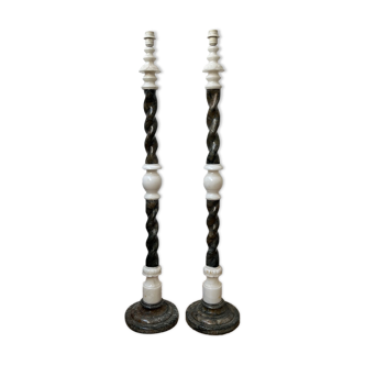 Pair of Swedish Mid-Century Marble Floor Lamps