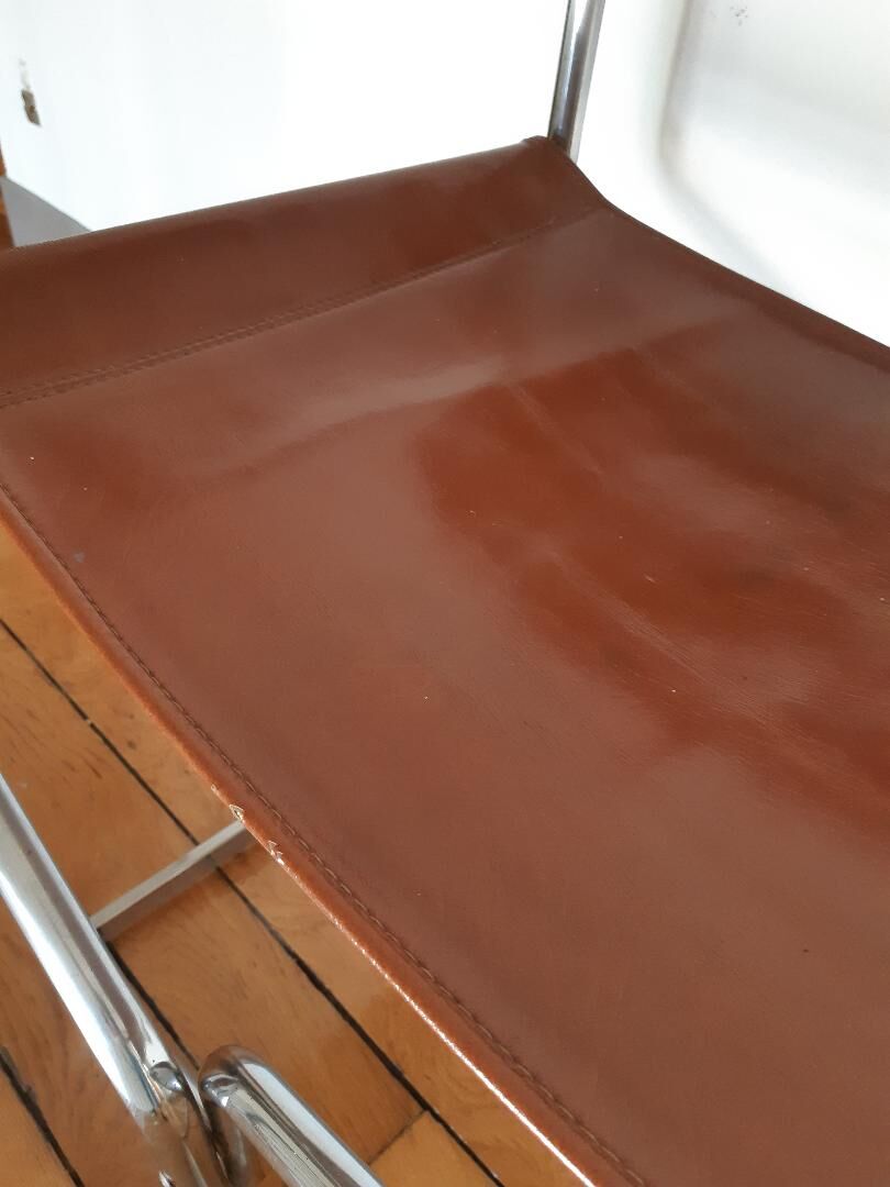 Leather folding armchair