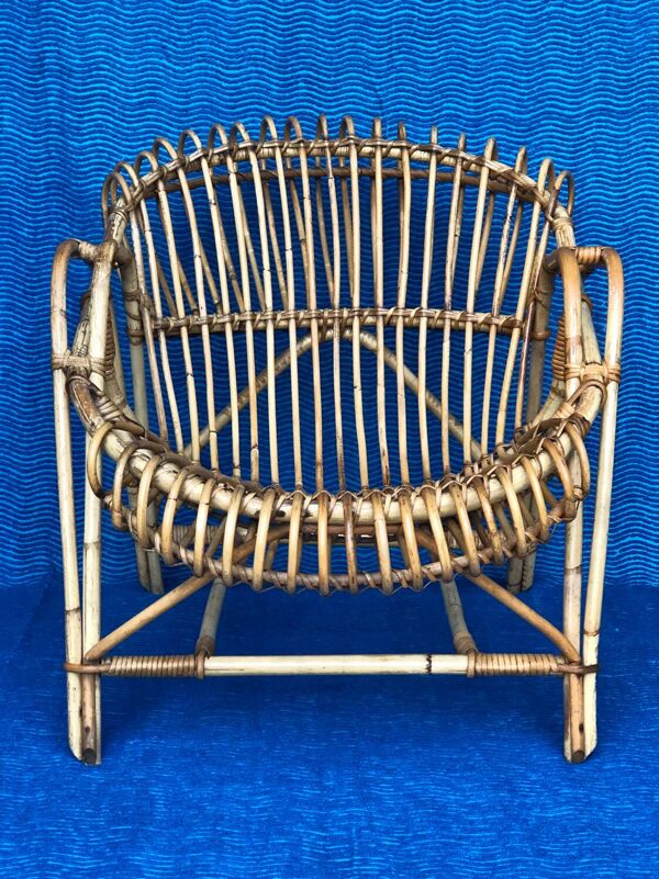 Fauteuil en rotin et osier ancien