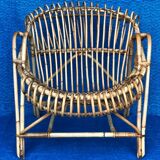 Antique rattan and wicker armchair