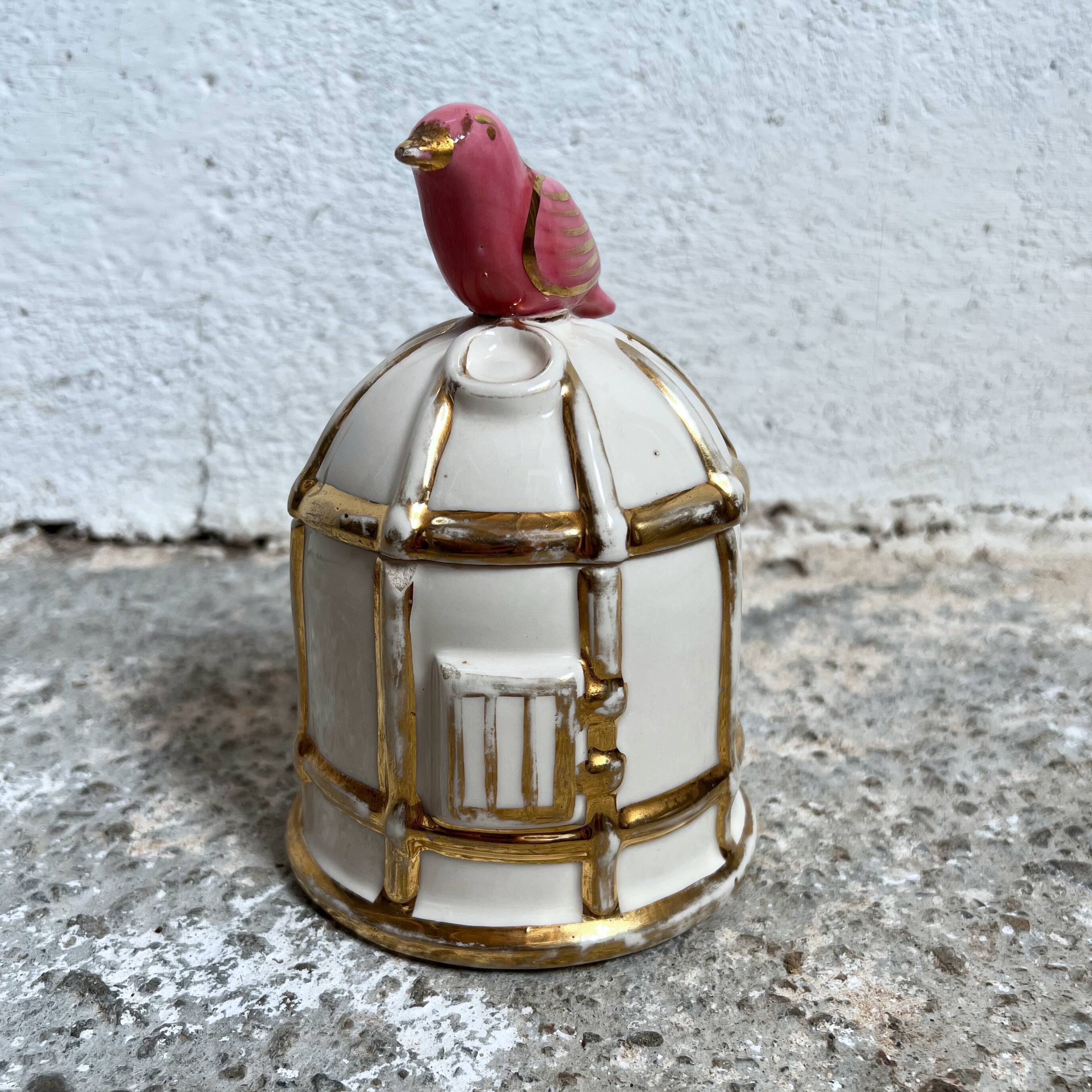 Candy cage ceramic bird