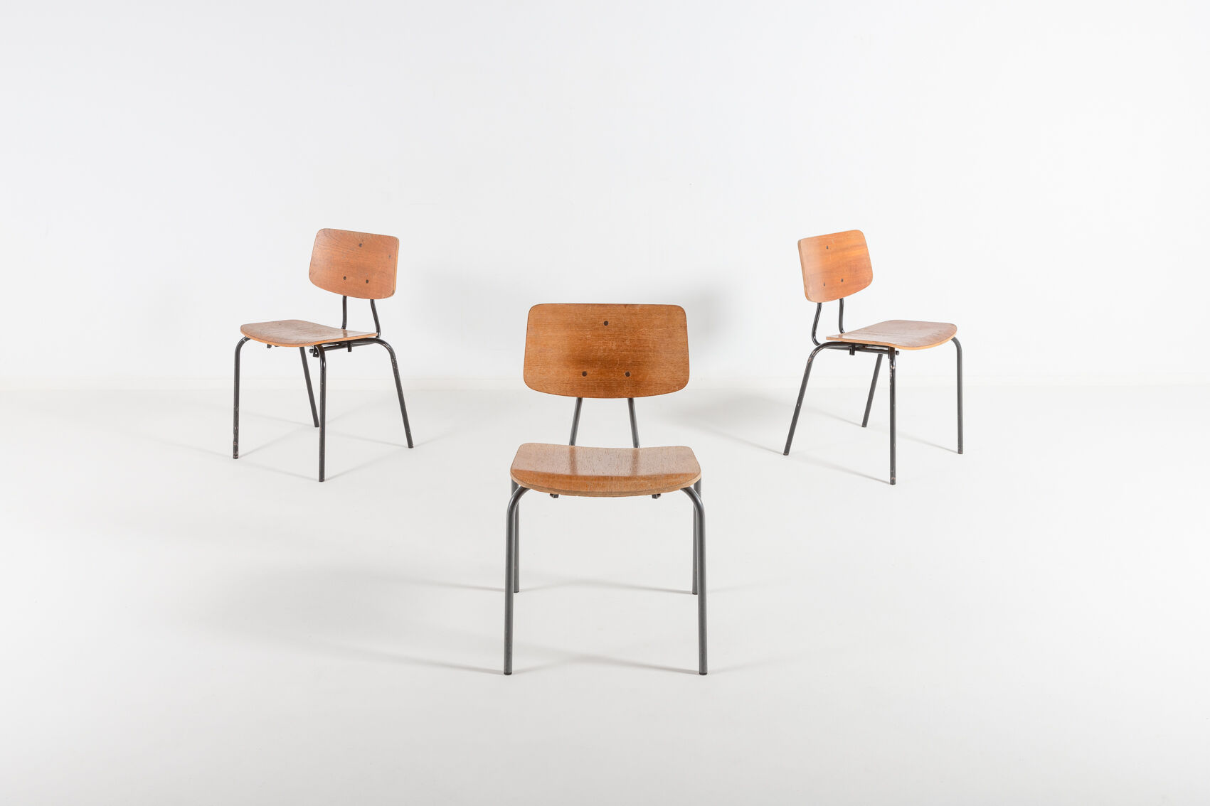 Set of 3 Danish school chairs from the 1960s