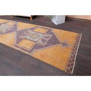 Vintage Turkish Oushak Handmade Wool Cotton Orange Runner Rug 95x375