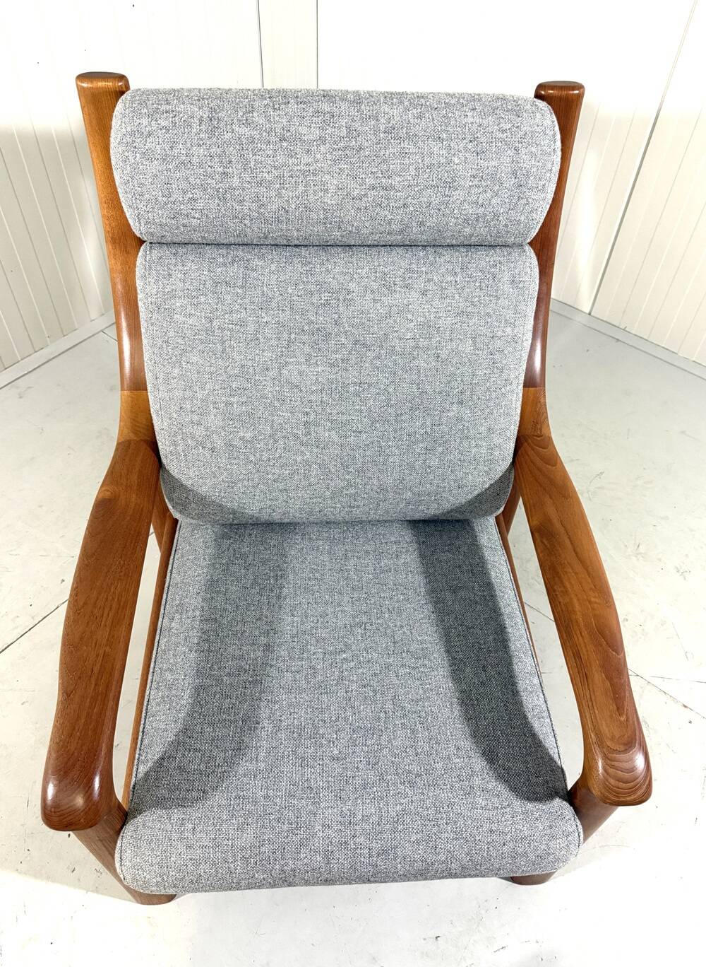 EMC Furniture teak highback easy chair & footstool Denmark 1970’s