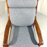 EMC Furniture teak highback easy chair & footstool Denmark 1970’s