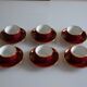 Set of 6 Apilco cups ** Rare colour Bordeaux or Burgundy **
