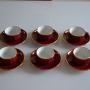 Set of 6 Apilco cups ** Rare colour Bordeaux or Burgundy **
