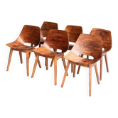 Ensemble de 6 chaises de salle à manger 'Tonneau' par Pierre Guariche