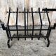 Old vintage black wrought iron fireplace log holder #a574
