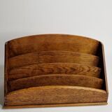 Porte lettres ancien en bois verni, 30 cm